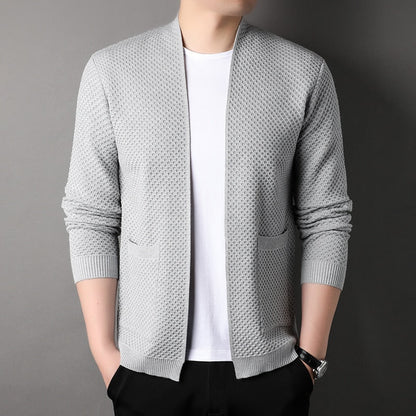 Men’s Blazer – Tailored Fit – Textured Knit – Open Front – Ribbed Cuffs – Smart Casual