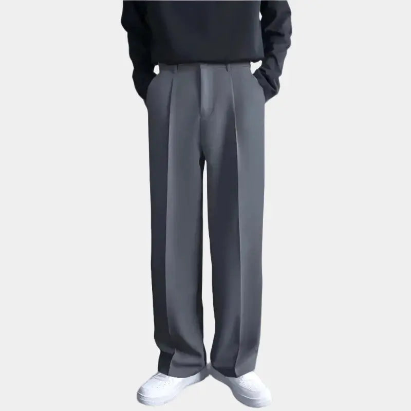 Men’s Wide-Leg Trousers – Relaxed Fit – Pleated Front – Lightweight Full Length