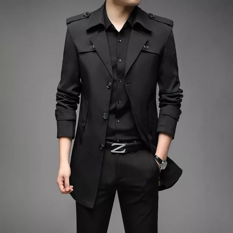 Men’s Trench Coat – Tailored Fit – Double Breasted – Structured Lapels – Smart Casual