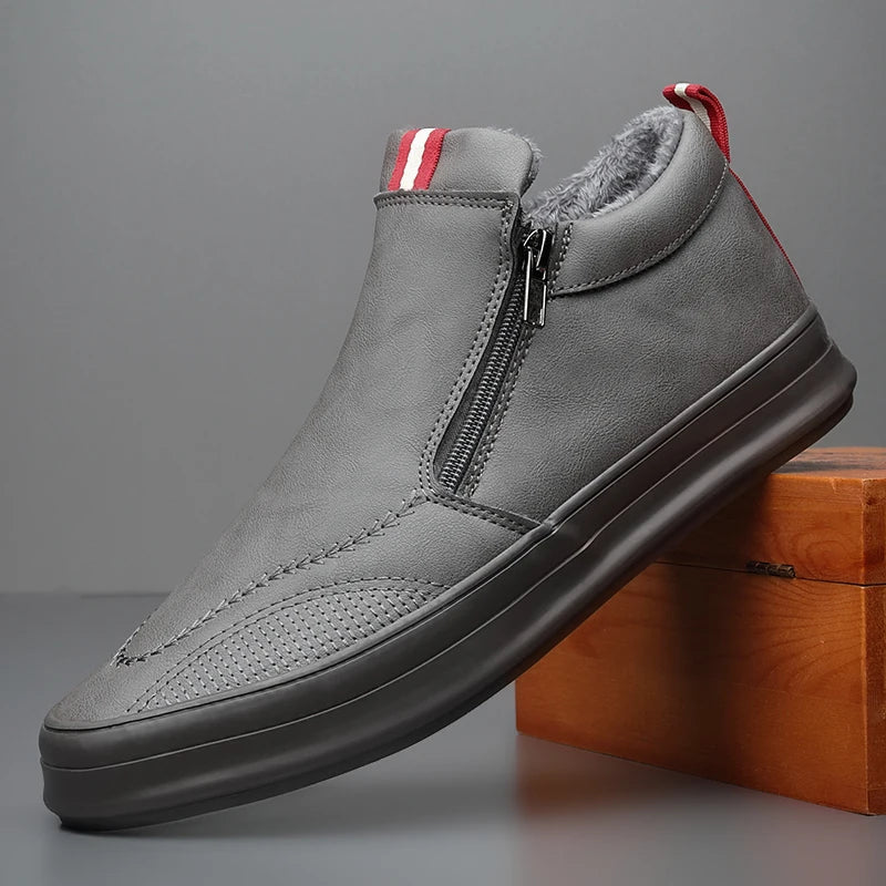 Men’s Mid Top Sneakers – Sleek Fit – Side Zip – Cushioned Lining – Casual Style