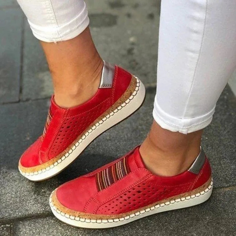 Women’s Slip-On Shoes – Perforated Upper – Cushioned Sole – Casual Comfort
