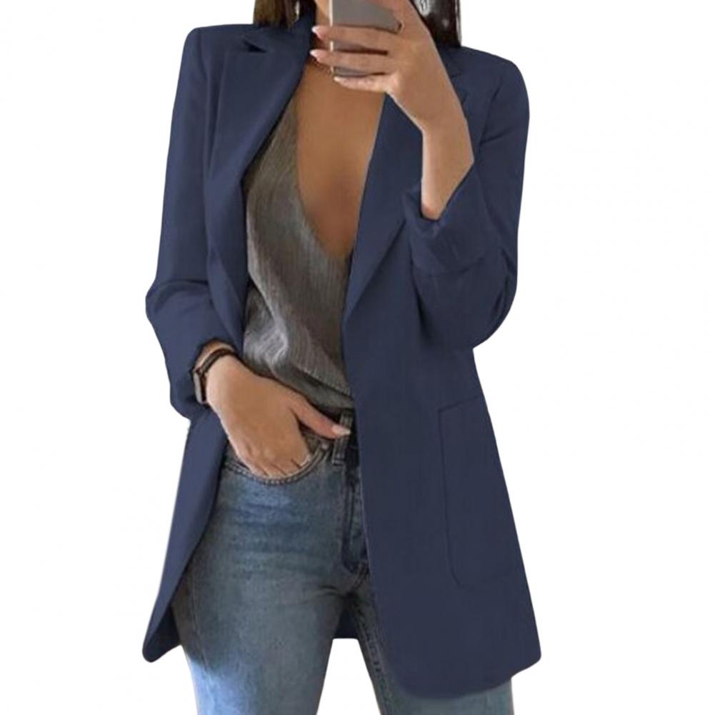 Women’s Blazer – Tailored Fit – Smooth Woven Fabric – Single-Breasted – Hip Length