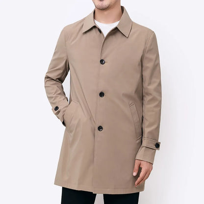 Men’s Windbreaker Jacket – Water-Resistant – Relaxed Fit – Mid-Length – Button Front