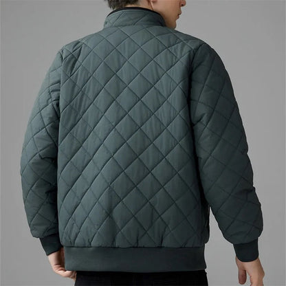 Harry Quilted Bomber Jacket | Stand Collar Ribbed Trim Jacket
