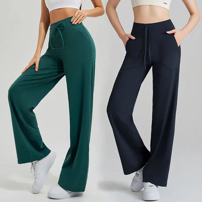 Isla High Rise Wide Leg Wide Leg Pants | Drawstring Waist Side Pockets Pants