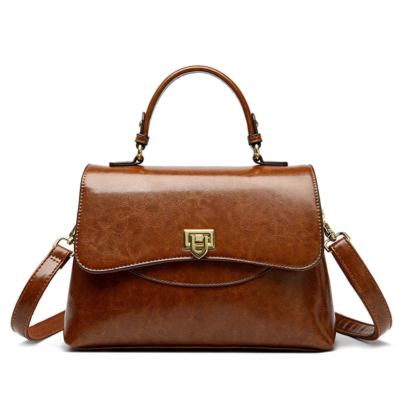 Isabella Structured Satchel Bag | Top Handle Flap Closure Satchel Bag