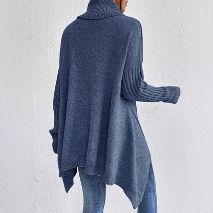 Isla Oversized Turtleneck Sweater | Tunic Length Solid Wool Sweater