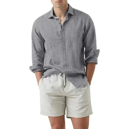 Men’s Button-Down Shirt – Relaxed Fit – Long Sleeve – Breathable Natural Fibers