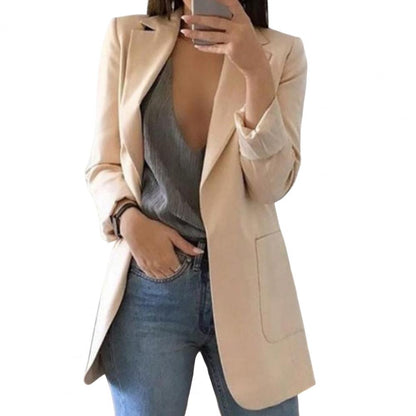 Women’s Blazer – Tailored Fit – Smooth Woven Fabric – Single-Breasted – Hip Length