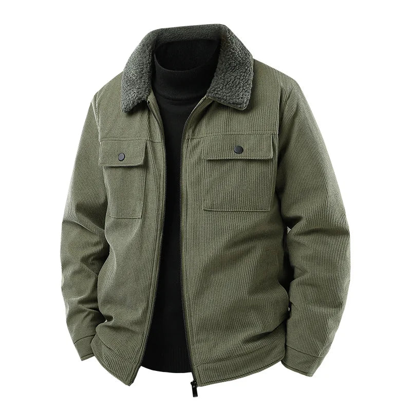 Oscar Ribbed Textured Collar Relaxed Fit Bomber Jacket | Collared Hip-Length Bomber Jacket