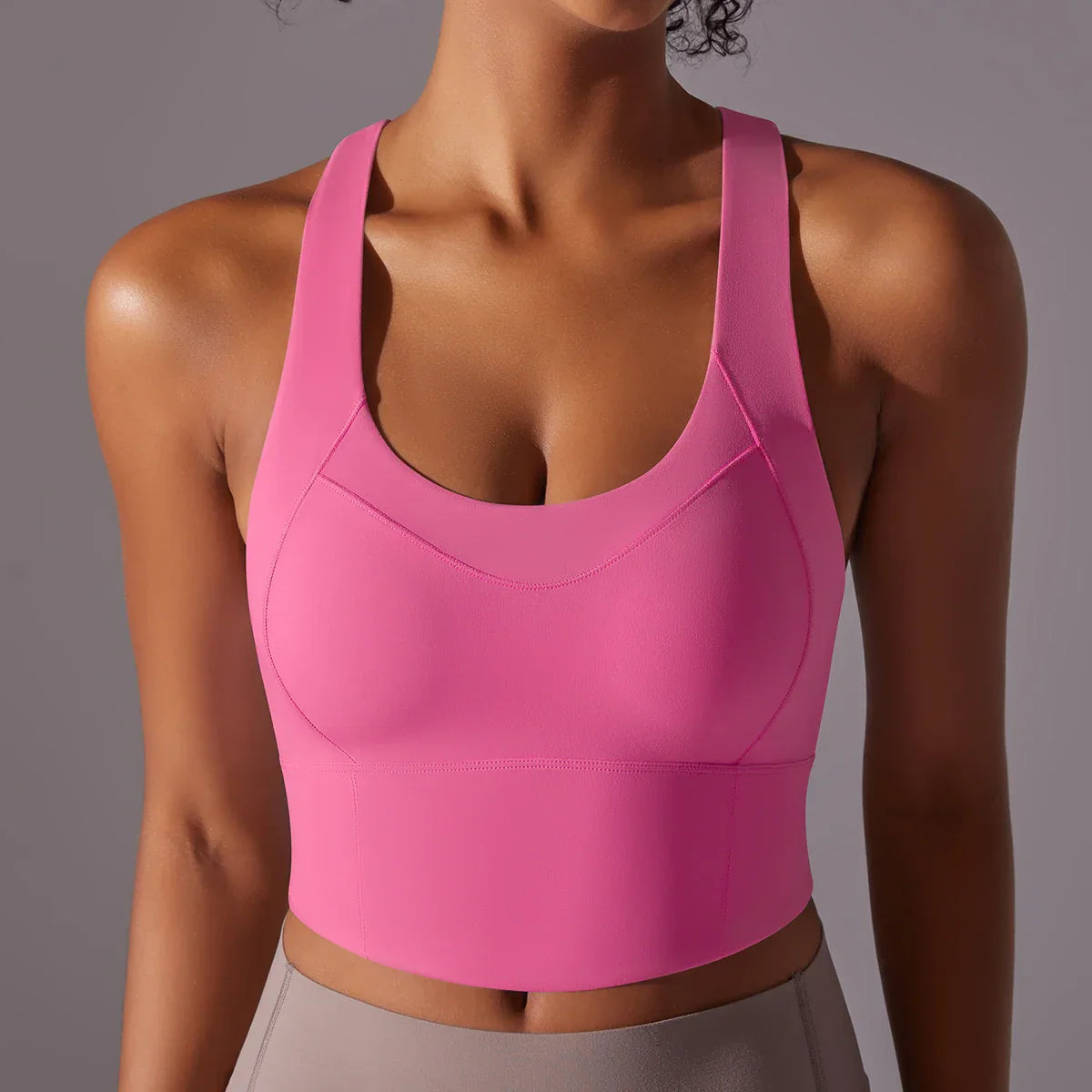 Women’s Sports Bra – Snug Fit – Racerback – Scoop Neck – Breathable Stretch Fabric