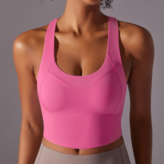 Women’s Sports Bra – Snug Fit – Racerback – Scoop Neck – Breathable Stretch Fabric