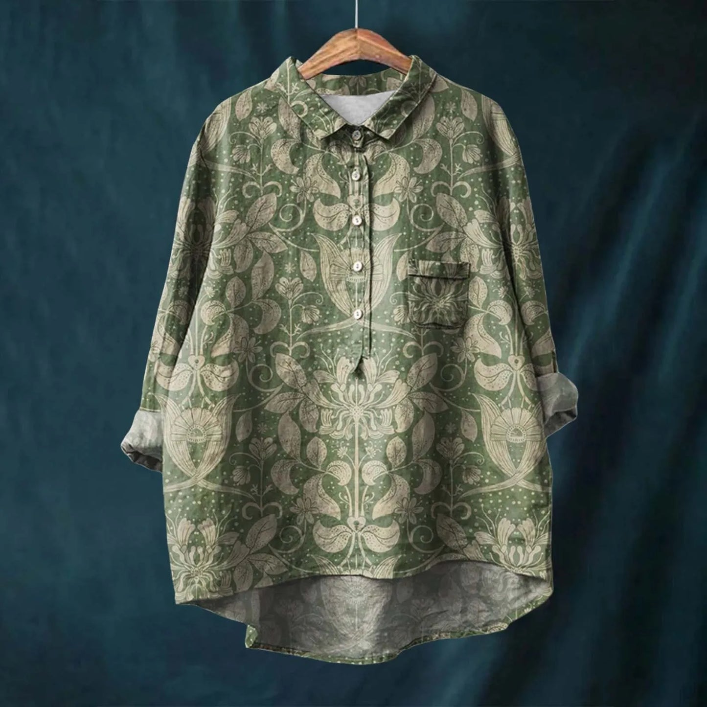 Women’s Oversized Shirt – Relaxed Fit – Cotton Blend – Floral Button-Down Casual Top