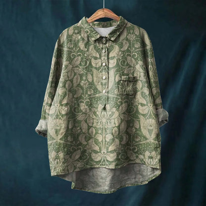 Women’s Oversized Shirt – Relaxed Fit – Cotton Blend – Floral Button-Down Casual Top