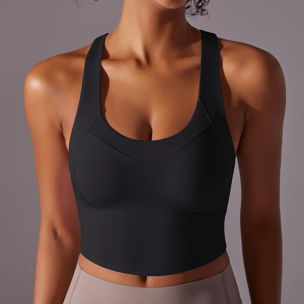 Women’s Sports Bra – Snug Fit – Racerback – Scoop Neck – Breathable Stretch Fabric
