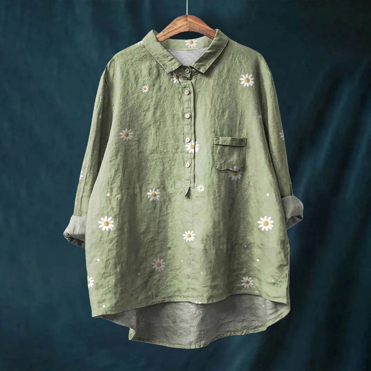 Women’s Oversized Shirt – Relaxed Fit – Cotton Blend – Floral Button-Down Casual Top