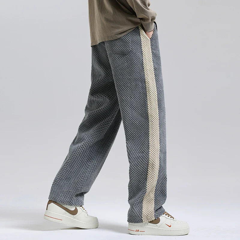 Theodore Relaxed Trousers | Ribbed Side Stripe Drawstring Trousers
