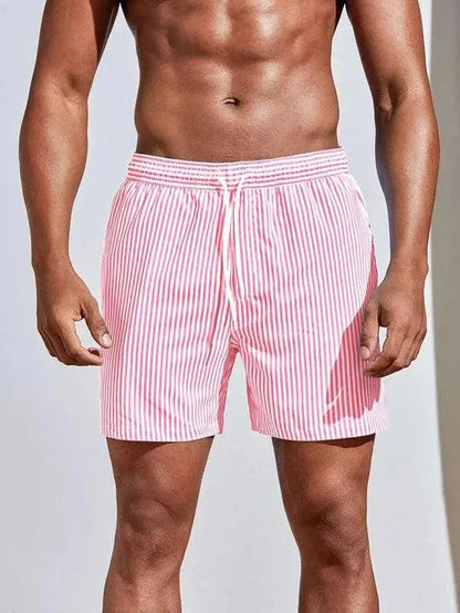 Men’s Swim Shorts – Quick-Dry Fabric – Relaxed Fit – Elastic Waist with Drawstring