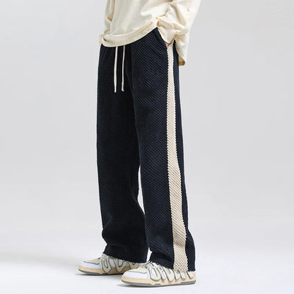 Theodore Relaxed Trousers | Ribbed Side Stripe Drawstring Trousers