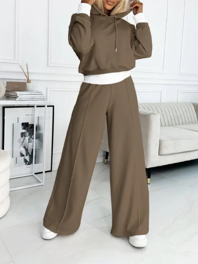 Women’s Lounge Set – Soft Knit – Relaxed Fit – Hoodie and Drawstring Pants