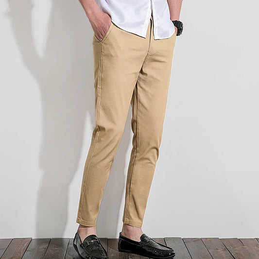 Men’s Chino Pants – Slim Fit – 100% Cotton – Tailored Look – Full Length