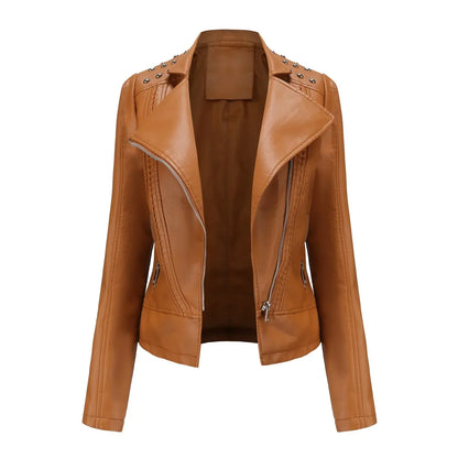 Women’s Tailored Jacket – Structured Fit – Cropped Length – Studded Shoulders – Zip Closure
