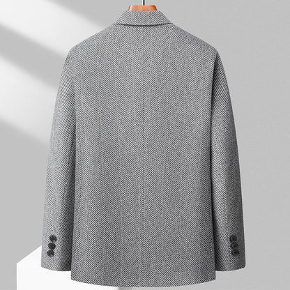 Men’s Blazer – Wool Blend – Tailored Fit – Herringbone – Notched Lapel – 3 Button