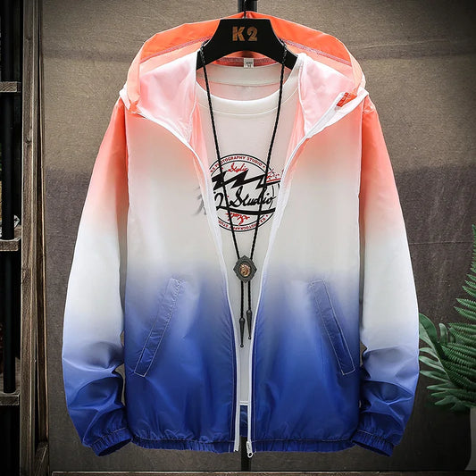Men’s Lightweight Hoodie – Regular Fit – Windproof – Hooded Zip – Gradient Design