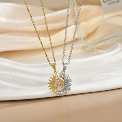 Isla Celestial Mid-Length Pendant Necklace | Sun And Moon Motif Pendant Necklace