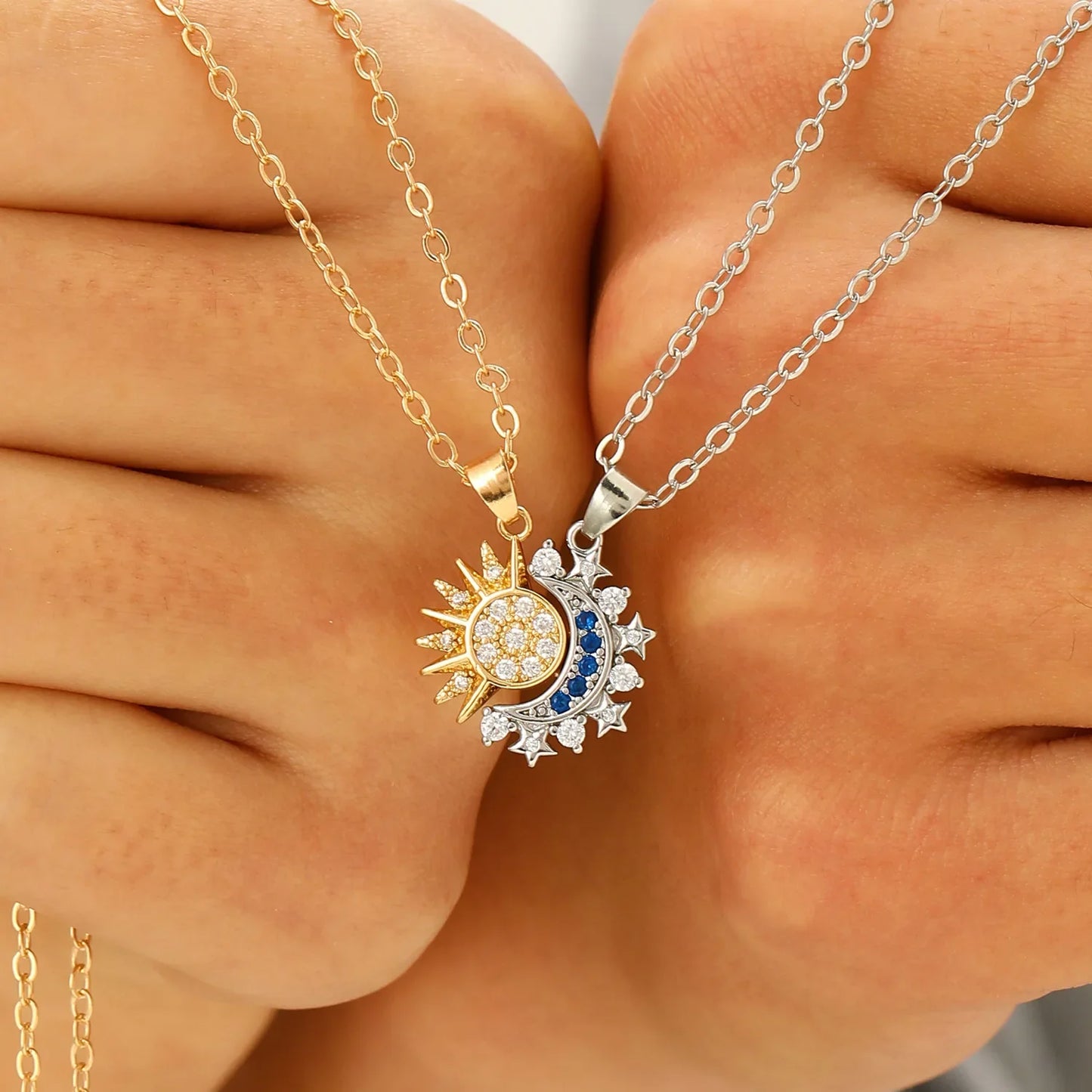 Isla Celestial Mid-Length Pendant Necklace | Sun And Moon Motif Pendant Necklace