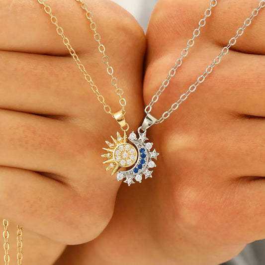 Isla Celestial Mid-Length Pendant Necklace | Sun And Moon Motif Pendant Necklace
