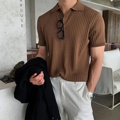 Men’s Polo Shirt – Slim Fit – Soft Ribbed Knit – Short Sleeve Smart Casual Style