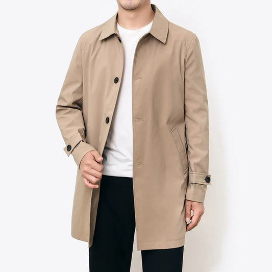 Men’s Windbreaker Jacket – Water-Resistant – Relaxed Fit – Mid-Length – Button Front