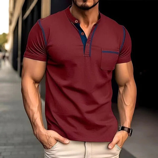 Men’s Polo Shirt – Slim Fit – Breathable Blend – Chest Pocket – Short Sleeve Casual