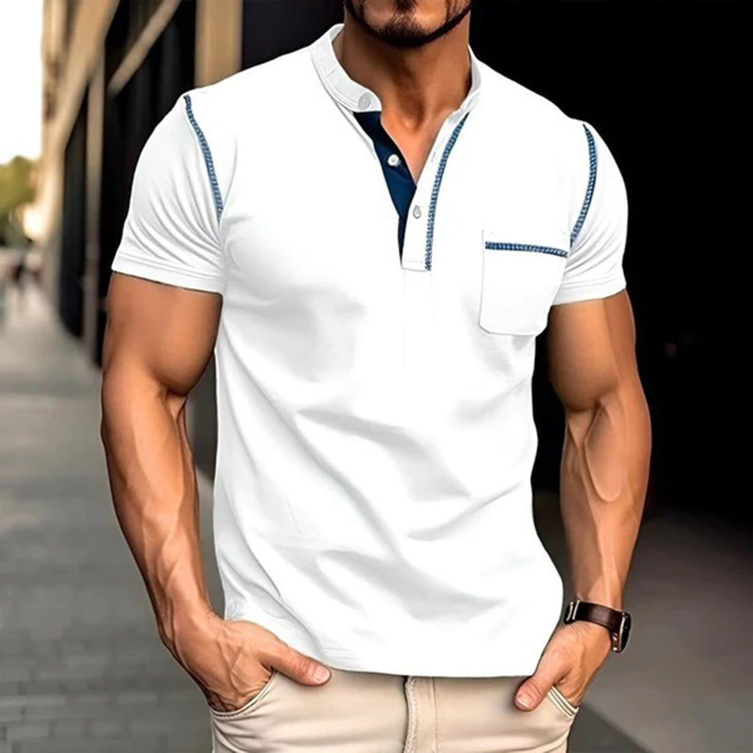 Men’s Polo Shirt – Slim Fit – Breathable Blend – Chest Pocket – Short Sleeve Casual