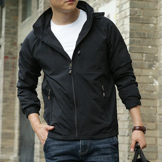 Men’s Lightweight Jacket – Standard Fit – Breathable Fabric – Zip Closure – Casual Wear