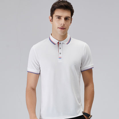 Men’s Polo Shirt - Breathable Stretch Fabric - Short Sleeve - Ribbed Collar Casual Wear