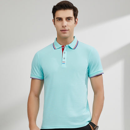 Men’s Polo Shirt - Breathable Stretch Fabric - Short Sleeve - Ribbed Collar Casual Wear
