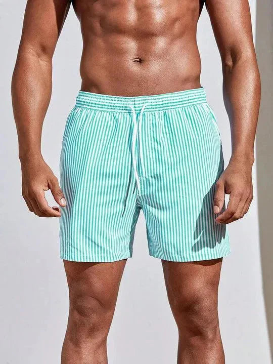 Men’s Swim Shorts – Quick-Dry Fabric – Relaxed Fit – Elastic Waist with Drawstring