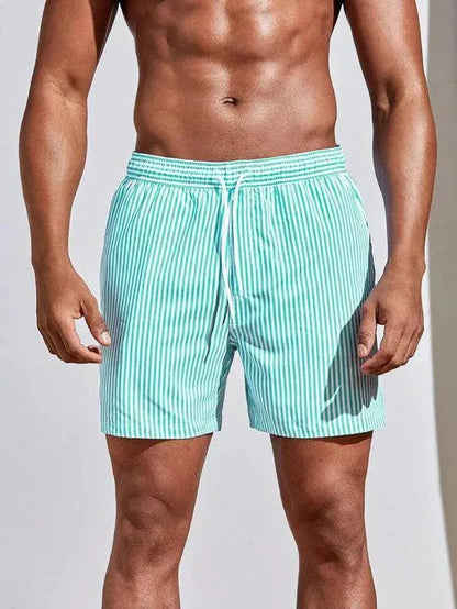 Men’s Swim Shorts – Quick-Dry Fabric – Relaxed Fit – Elastic Waist with Drawstring
