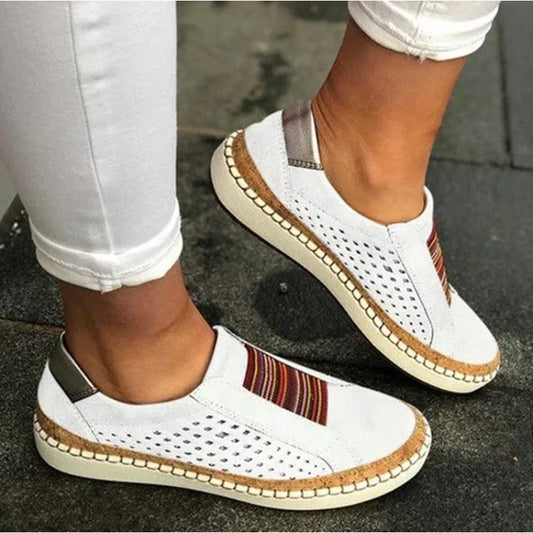 Women’s Slip-On Shoes – Perforated Upper – Cushioned Sole – Casual Comfort