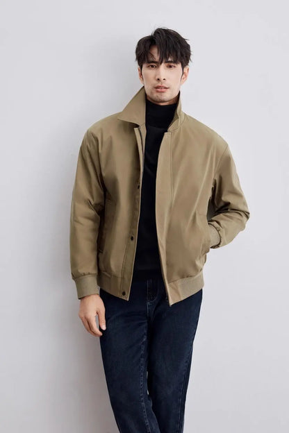 Men’s Jacket – Relaxed Fit – Button Front – Classic Collar – Ribbed Cuffs – Breathable Blend