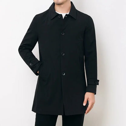 Men’s Windbreaker Jacket – Water-Resistant – Relaxed Fit – Mid-Length – Button Front