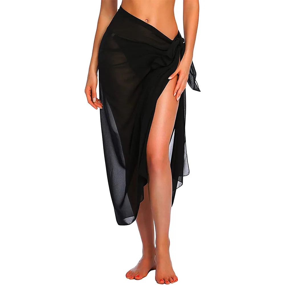 Women’s Sarong Skirt – Sheer Lightweight Fabric – Adjustable Wrap Mini Cover-Up