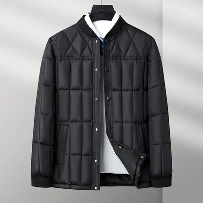 Logan Quilted Bomber Jacket | Snap Front, Ribbed Hem Jacket
