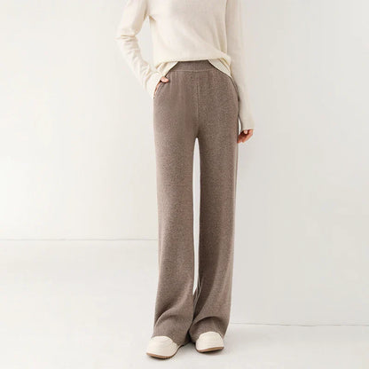 Isabella Relaxed Fit Wide-Leg Pants | Elastic Waist Pockets Pants