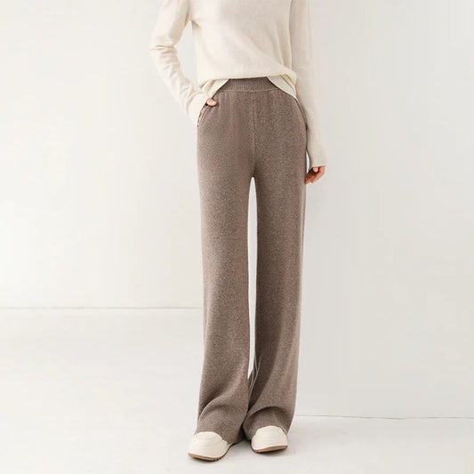 Isabella Relaxed Fit Wide-Leg Pants | Elastic Waist Pockets Pants