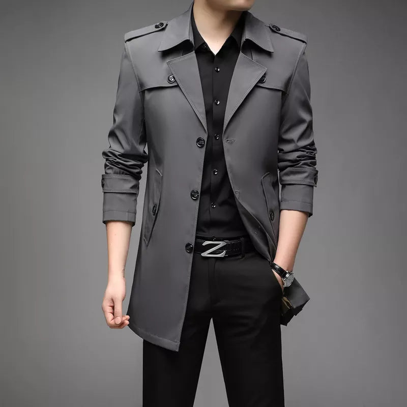 Men’s Trench Coat – Tailored Fit – Double Breasted – Structured Lapels – Smart Casual
