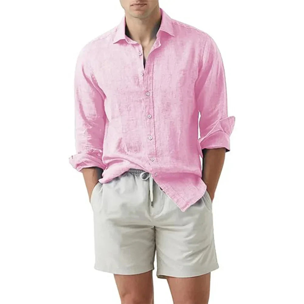 Men’s Button-Down Shirt – Relaxed Fit – Long Sleeve – Breathable Natural Fibers