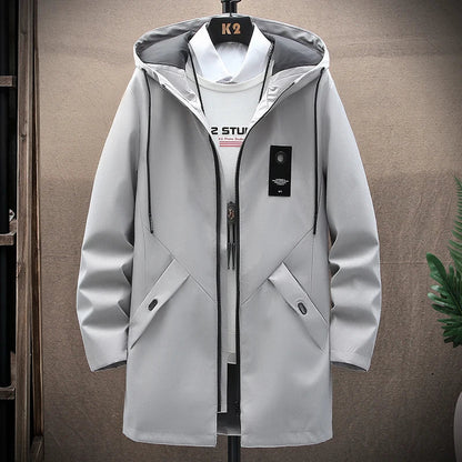 Men’s Windbreaker Coat – Loose Fit – Water-Resistant – Hooded – Full Zip Casual Outerwear